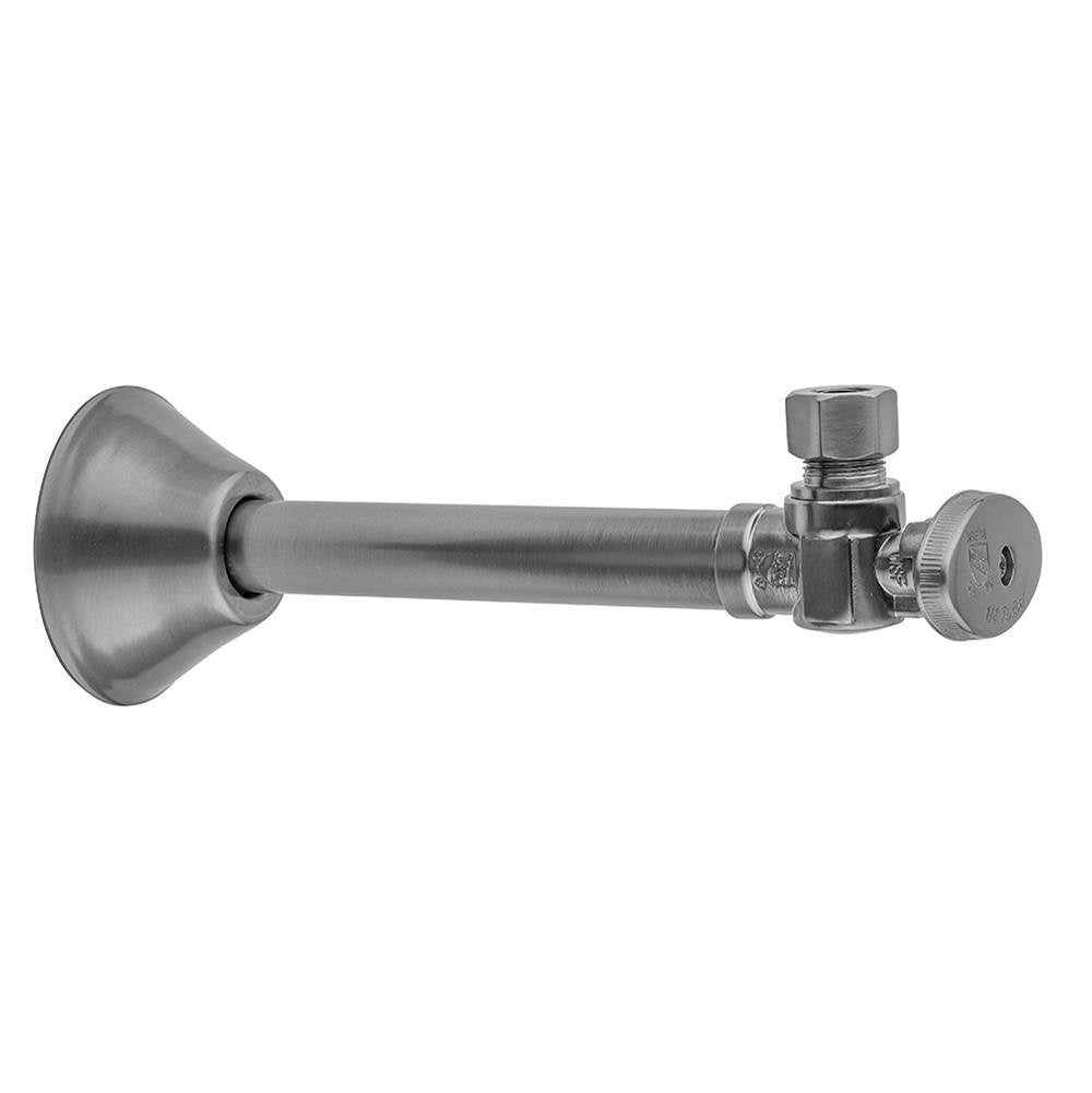 Jaclo - Quarter Turn 1/2'' Copper (Sweat Fit) x 3/8'' O.D. Outlet Angle Supply Valve with Oval Handle - White