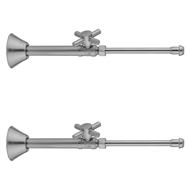 Jaclo - Quarter Turn Straight Pattern 1/2'' Copper (Sweat Fit) x 3/8'' O.D. Faucet Supply Kit with Contempo Cross Handle, 20'' Supply Tubes, Escutcheons - White