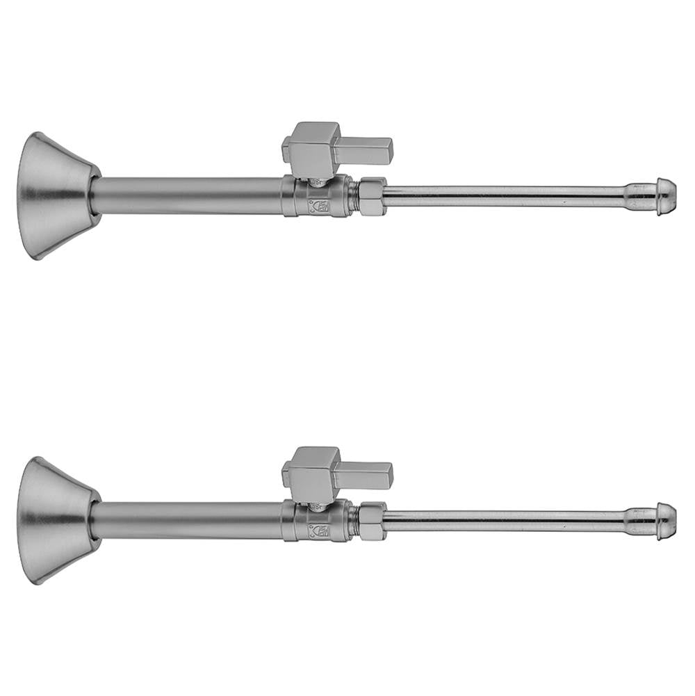 Jaclo - Quarter Turn Straight Pattern 1/2'' Copper (Sweat Fit) x 3/8'' O.D. Faucet Supply Kit with Square Lever Handle, 20'' Supply Tubes, Escutcheons - White