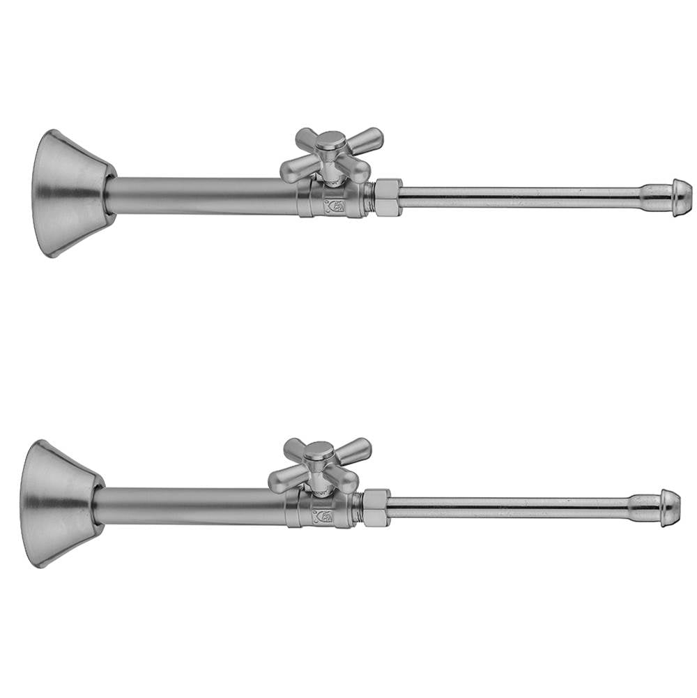 Jaclo - Quarter Turn Straight Pattern 1/2'' Copper (Sweat Fit) x 3/8'' O.D. Faucet Supply Kit with Standard Cross Handle, 20'' Supply Tubes, Escutcheons - White