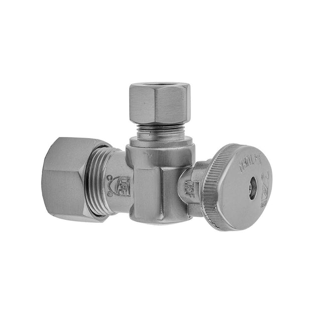 Jaclo - Quarter Turn Angle Pattern 5/8'' O.D. Compression (Fits 1/2'' Copper) x 1/2'' O.D. Supply Valve with Oval Handle - White