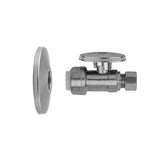Jaclo - Quarter Turn Straight Pattern 1/2'' Push Fit x 3/8'' O.D. Supply Valve with Escutcheon - Satin Nickel
