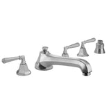 Jaclo - Astor Roman Tub Set with Low Spout and Hex Lever Handles and Straight Handshower Mount - Vintage Bronze