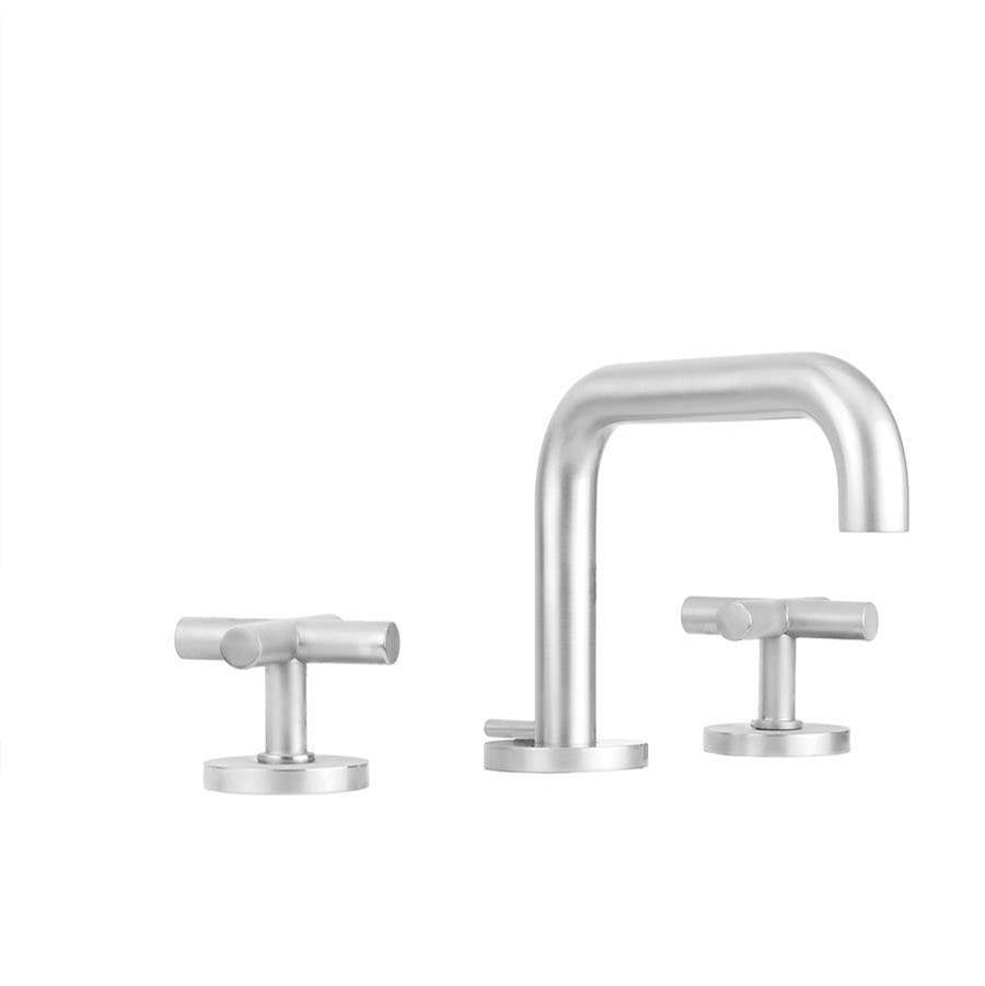 Jaclo - Downtown Contempo Slim Faucet with Round Escutcheons & Contempo Slim Cross Handles- 1.2 GPM - White
