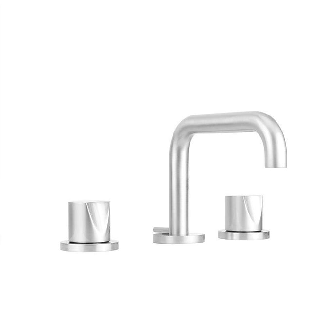 Jaclo - Downtown Contempo Slim Faucet with Round Escutcheons & Thumb Handles- 1.2 GPM - White