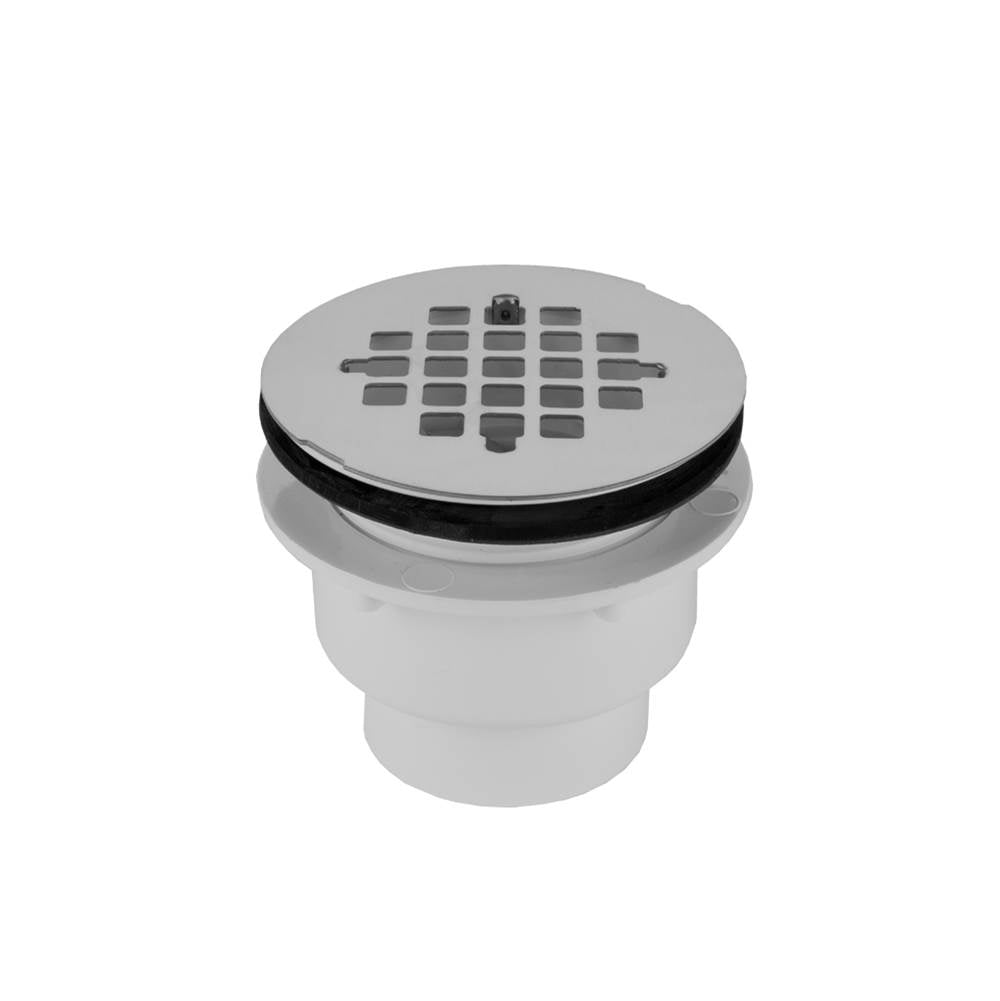 Jaclo - 2'' PVC Large Body Complete Shower Drain with Snap in Drain Plate (Glue) - White