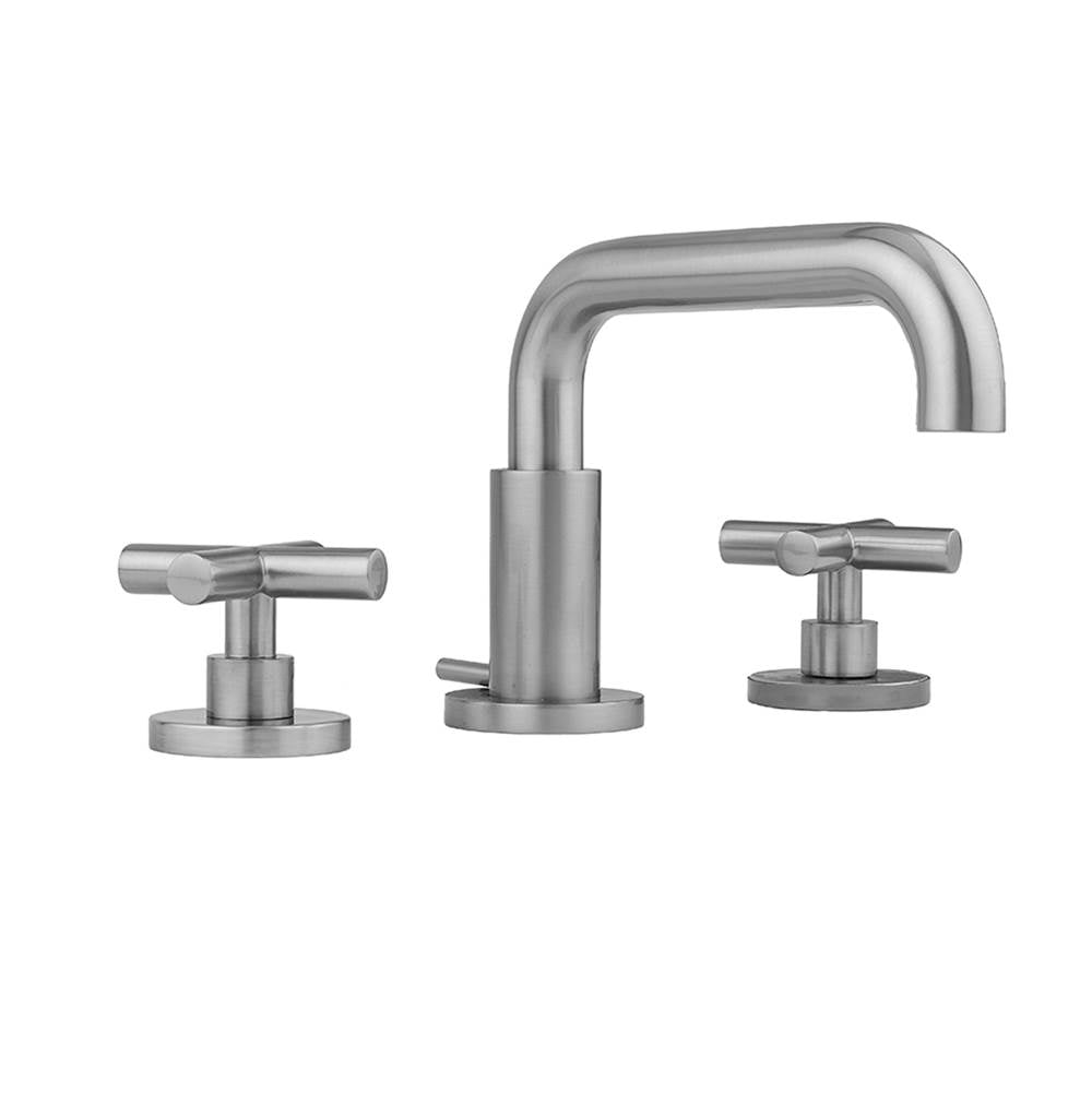 Jaclo - Downtown  Contempo Faucet with Round Escutcheons & Contempo Hub Base Cross Handles -1.2 GPM - White