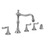 Jaclo - Roaring 20's Roman Tub Set with Ribbon Lever Handles and Straight Handshower - Vintage Bronze