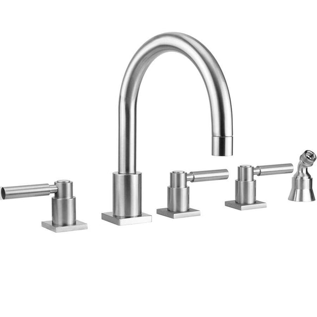 Jaclo - Contempo Uptown Roman Tub Set with High Lever Handles - Square Escutcheons and Angled Handshower Holder - Vintage Bronze