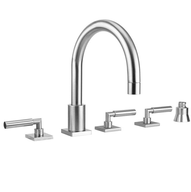 Jaclo - Contempo Uptown Roman Tub Set with Hub Base Lever Handles - Square Escutcheons and Straight Handshower Holder - Vintage Bronze