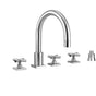 Jaclo - Contempo Uptown Roman Tub Set with Hub Base Cross Handles - Square Escutcheons and Straight Handshower Holder - Vintage Bronze