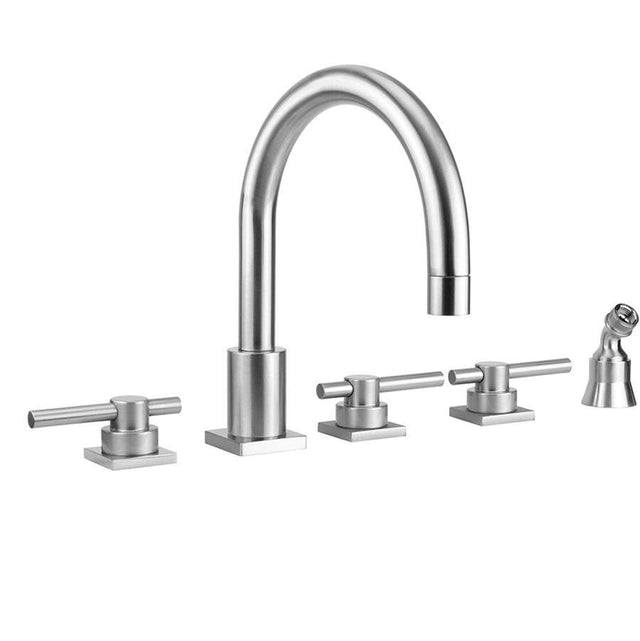 Jaclo - Contempo Uptown Roman Tub Set with Peg Lever Handles - Square Escutcheons and Angled Handshower Holder - Vintage Bronze