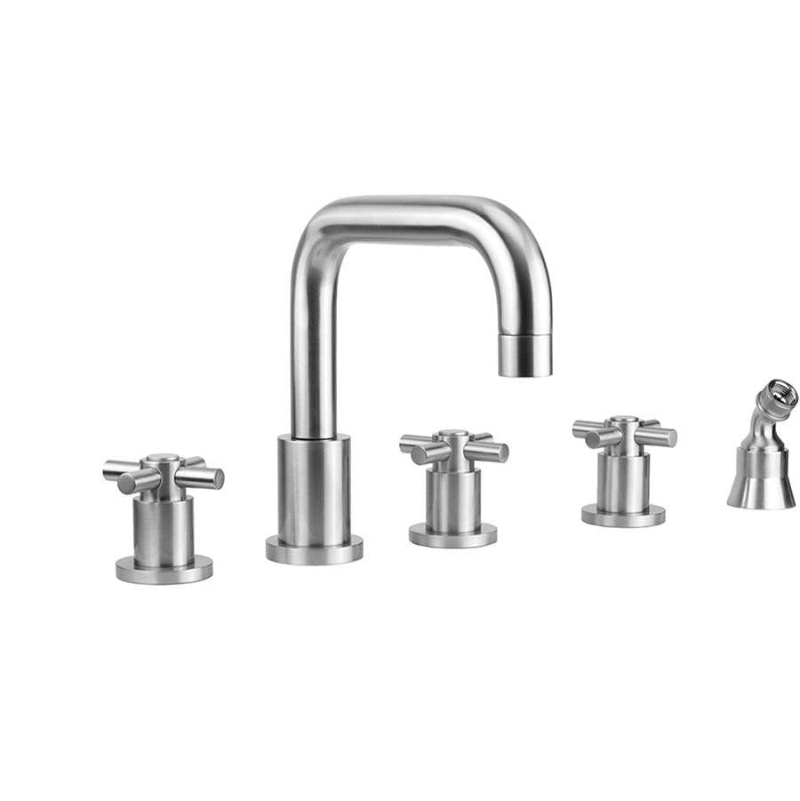 Jaclo - Contempo Downtown Roman Tub Set with Contempo HIgh Cross Handles and Angle Handshower Holder - Vintage Bronze