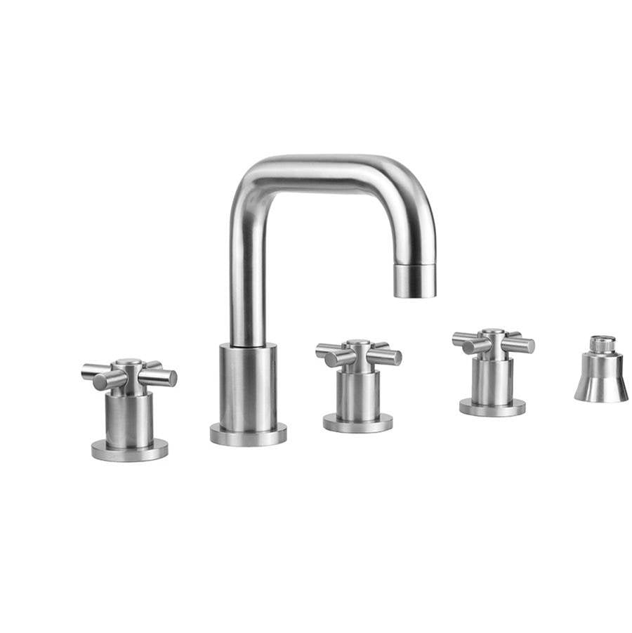 Jaclo - Contempo Downtown Roman Tub Set with Contempo HIgh Cross Handles and Straight Handshower Holder - Vintage Bronze