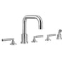 Jaclo - Contempo Downtown Roman Tub Set with Hub Base Lever Handles and Angled Handshower Holder - Vintage Bronze