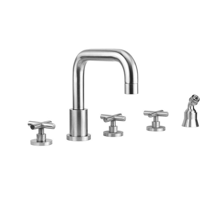 Jaclo - Contempo Downtown Roman Tub Set with Hub Base Cross Handles and Angled Handshower Holder - Vintage Bronze