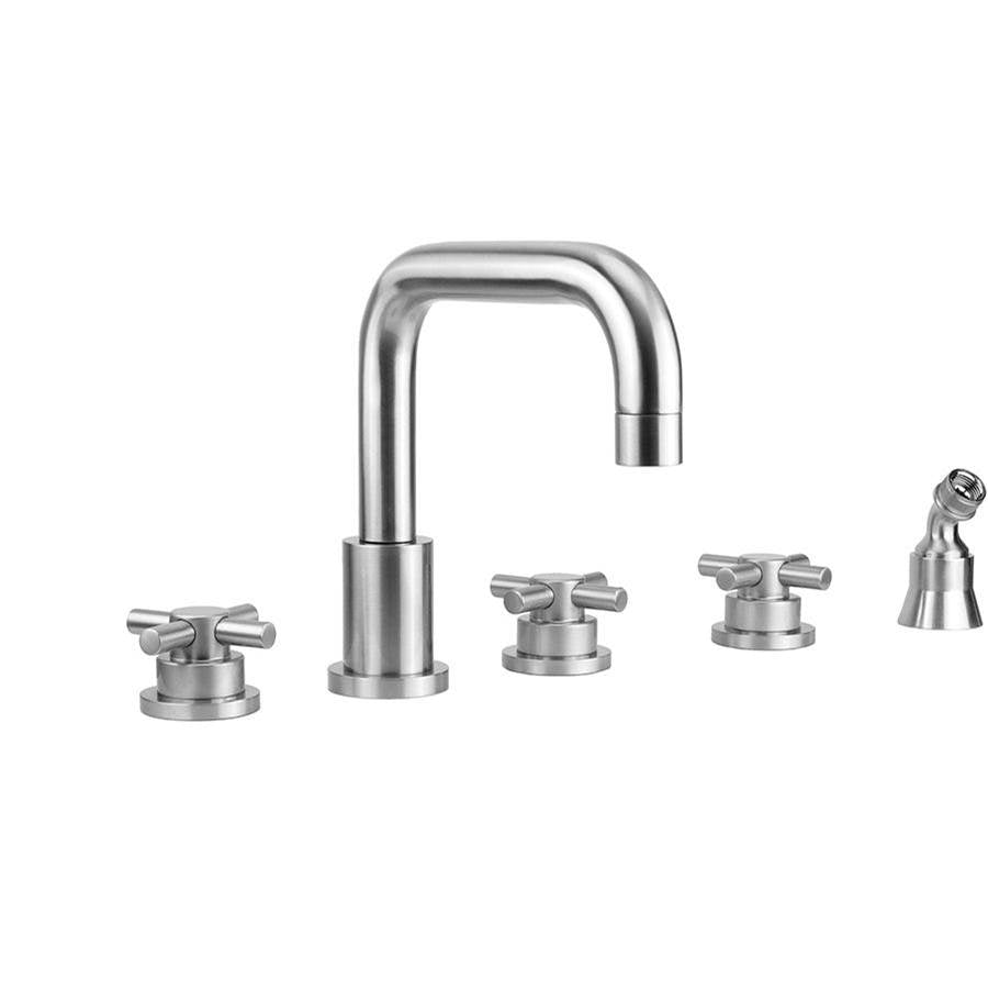 Jaclo - Contempo Downtown Roman Tub Set with Low Contempo Cross Handles and Angled Handshower Holder - Vintage Bronze