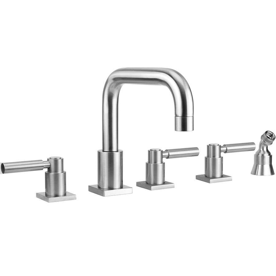 Jaclo - Contempo Downtown Roman Tub Set with High Lever Handles - Square Escutcheons and Angled Handshower Holder - Vintage Bronze