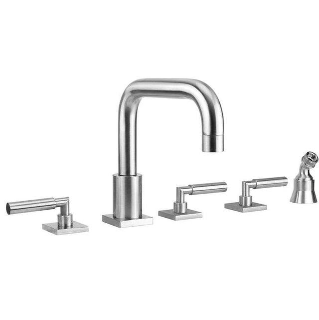 Jaclo - Contempo Downtown Roman Tub Set with Hub Base Lever Handles - Square Escutcheons and Angled Handshower Holder - Pink