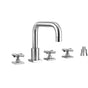 Jaclo - Contempo Downtown Roman Tub Set with Hub Base Cross Handles - Square Escutcheons and Straight Handshower Holder - Vintage Bronze