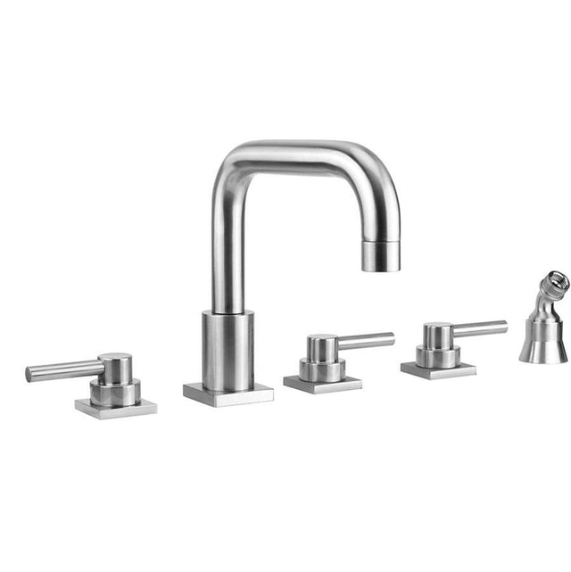 Jaclo - Contempo Downtown Roman Tub Set with Low Contempo Lever Handles - Square Escutcheons and Angled Handshower - Vintage Bronze
