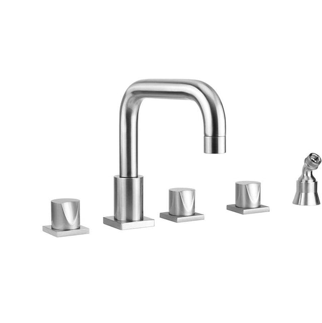 Jaclo - Contempo Downtown Roman Tub Set with Thumb Handles - Square Escutcheons and Angled Handshower Holder - Vintage Bronze