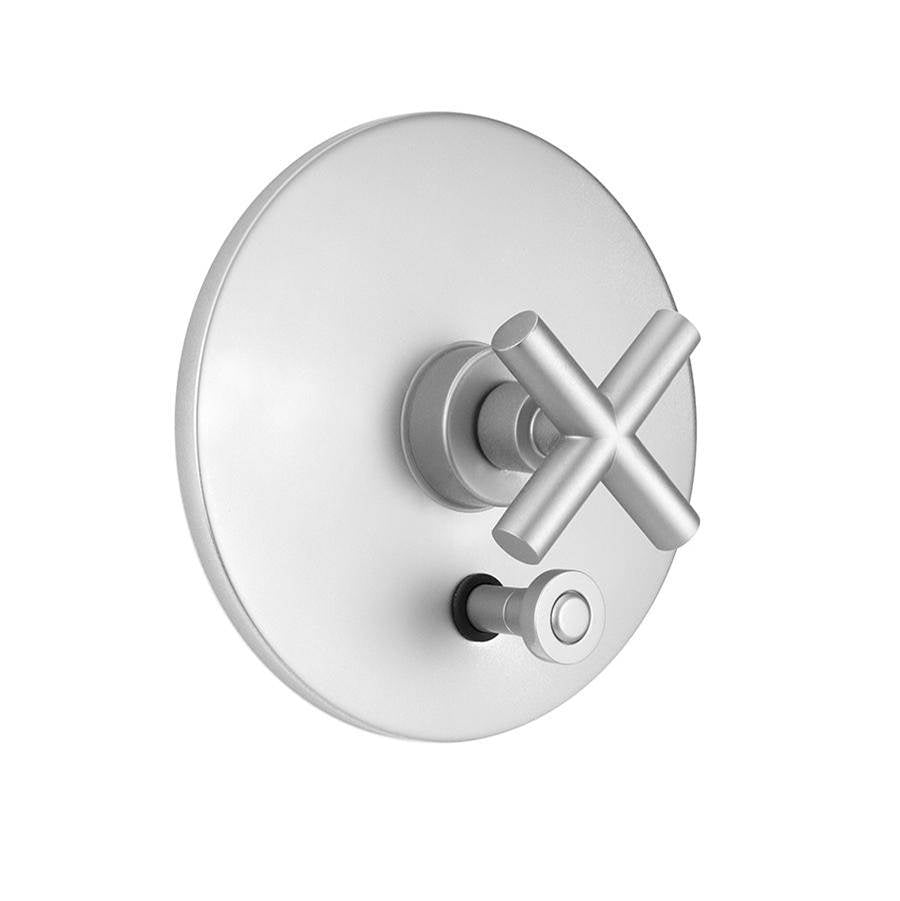 Jaclo - Round Plate With Contempo Slim Cross Trim For  Pressure Balance Cycling Valve With Built-in Diverter (J-DIV-CSV) - White