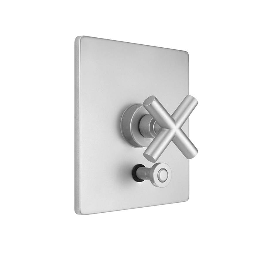 Jaclo - Rectangle Plate With Contempo Slim Cross Trim For  Pressure Balance Cycling Valve With Built-in Diverter (J-DIV-CSV) - White