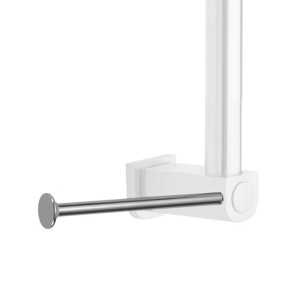Jaclo - Vertical Left Contemporary Grab Bar Toilet Paper or Wash Cloth Holder - White