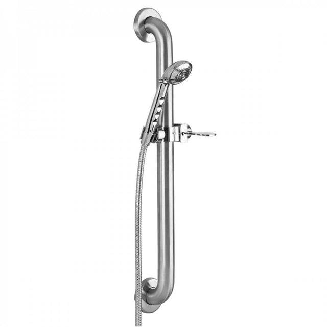 Jaclo - Chrome Sliding Handshower Mount on Stainless Steel Grab Bar with Handshower Set Up - Polished Chrome