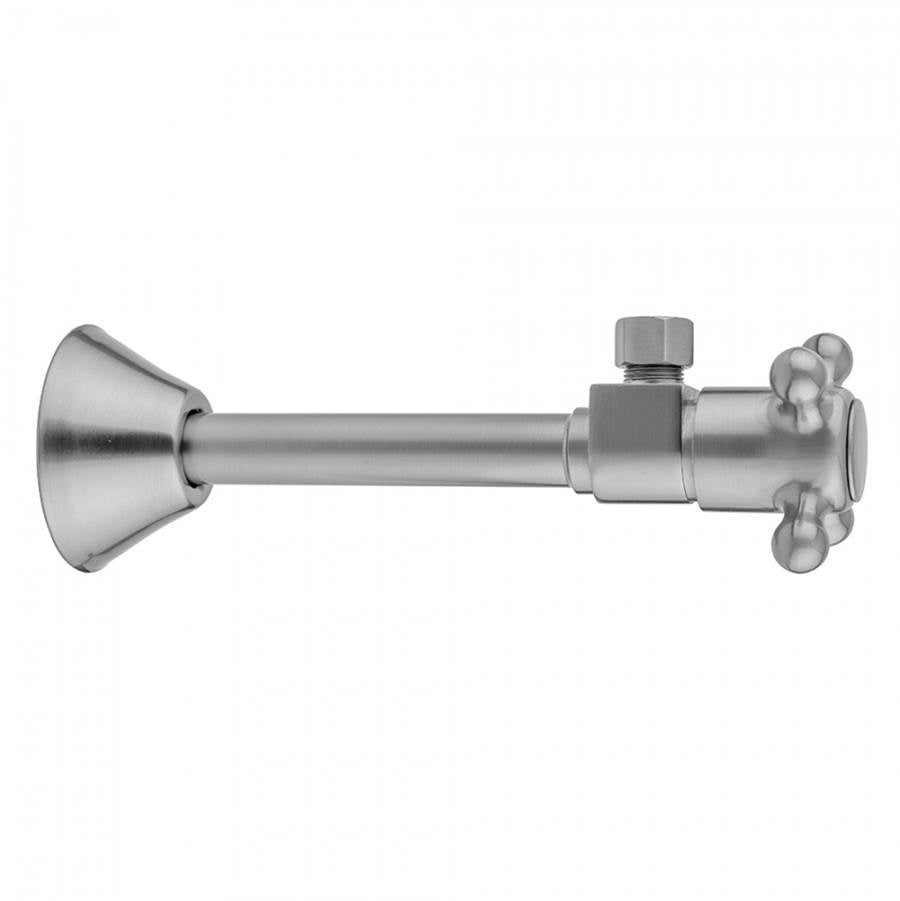 Jaclo - Quarter Turn Ceramic Disc Angle Pattern 1/2'' Copper (Sweat fit) x 3/8'' O.D. Supply Valve with Cross Handle - Satin Cooper