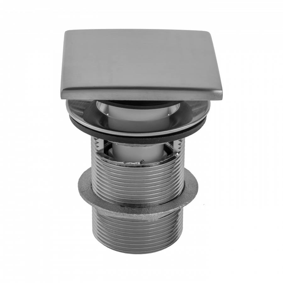 Jaclo - Extra Long Thread Square Toe Control Drain Strainer with Overflow- 4'' Long Thread - White