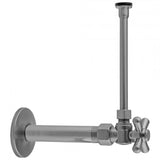 Jaclo - Quarter Turn Angle Pattern 3/8'' IPS x 3/8'' O.D. Toilet Supply Kit with Standard Cross Handle, 20'' Supply Tube, Escutcheon - Satin Cooper
