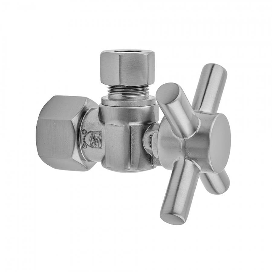 Jaclo - Quarter Turn Angle Pattern 1/2'' IPS x 3/8'' O.D. Supply Valve with Contempo Cross Handle - Satin Cooper