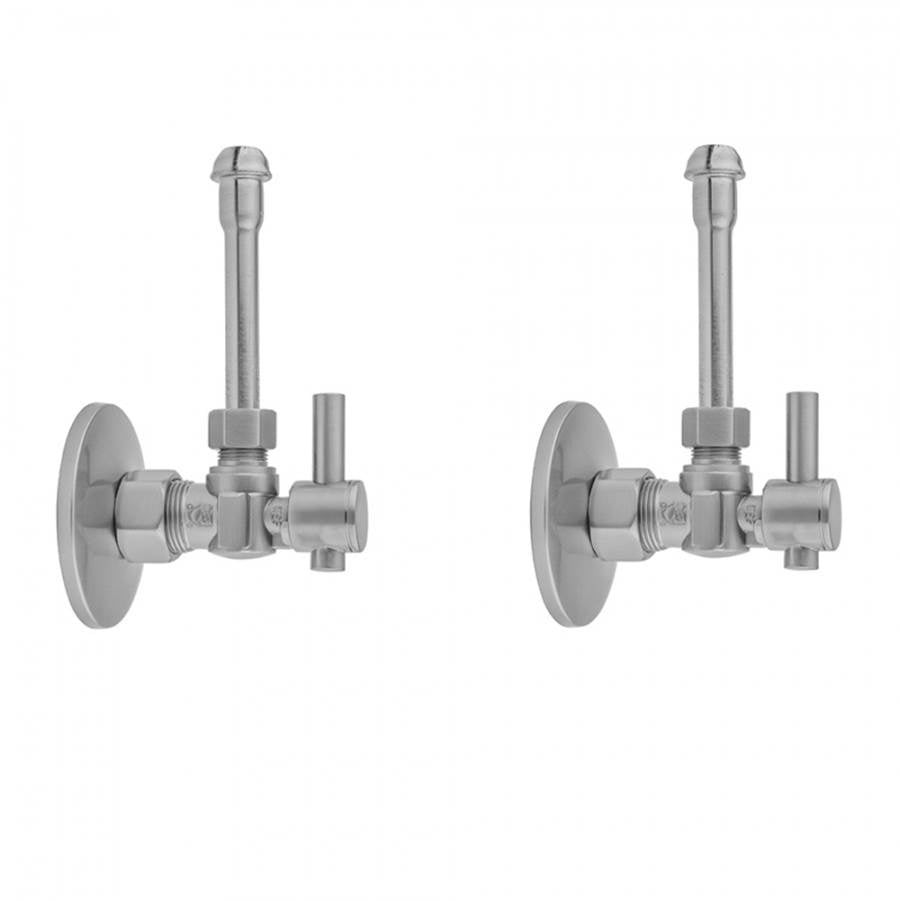 Jaclo - Quarter Turn Angle Pattern 5/8'' O.D. Compression (Fits 1/2'' Copper) x 3/8'' O.D. Faucet Supply Kit with Contempo Lever Handle, 20'' Supply Tubes, Escutcheons - Satin Cooper