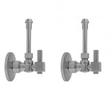 Jaclo - Quarter Turn Angle Pattern 5/8'' O.D. Compression (Fits 1/2'' Copper) x 3/8'' O.D. Faucet Supply Kit with Square Lever Handle, 20'' Supply Tubes, Escutcheons - Satin Cooper