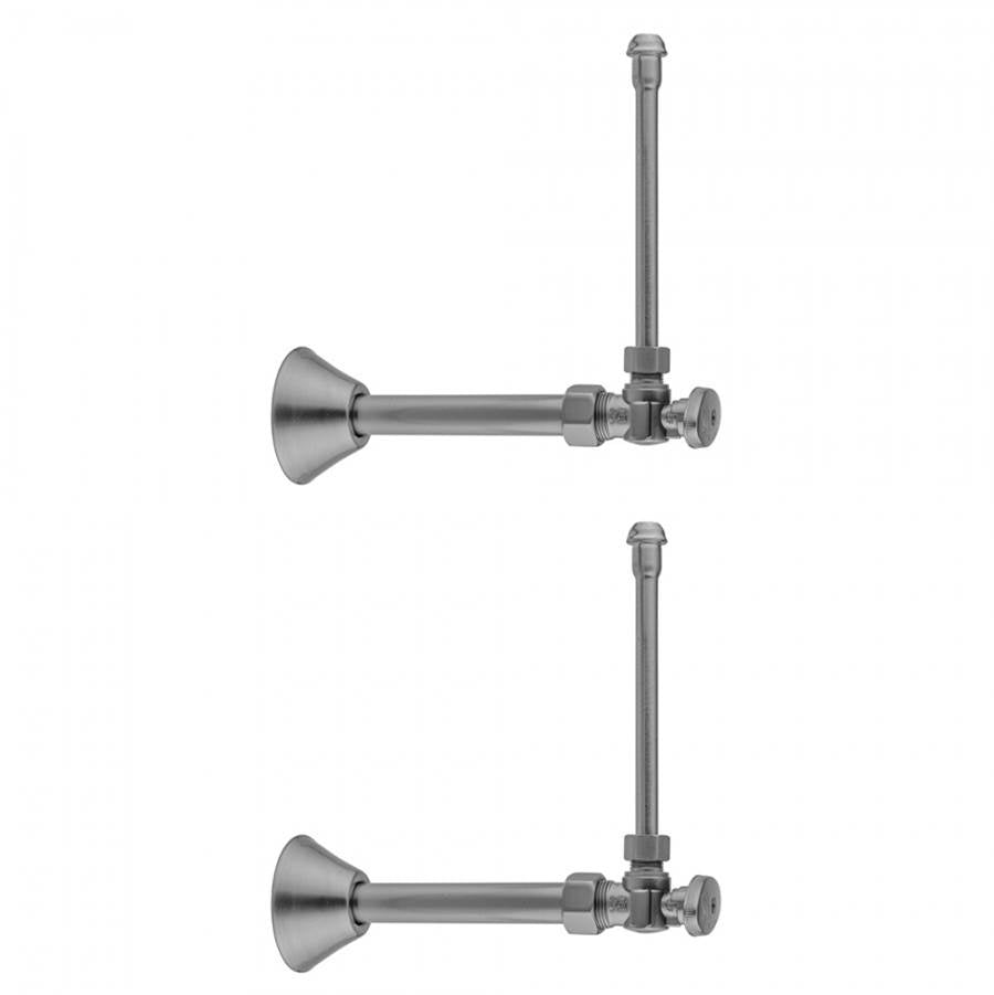 Jaclo - Quarter Turn Angle Pattern 5/8'' O.D. Compression (Fits 1/2'' Copper) x 3/8'' O.D. Faucet Supply Kit Oval Handle, 20'' Supply Tubes Cover Tube, Escutcheons - Satin Cooper
