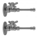 Jaclo - Quarter Turn Straight Pattern 5/8'' O.D. Compression (Fits 1/2'' Copper) x 3/8'' O.D. Faucet Supply Kit with Contempo Cross Handle, 20'' Supply Tubes, Escutcheons - Satin Cooper