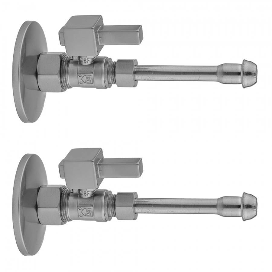 Jaclo - Quarter Turn Straight Pattern 5/8'' O.D. Compression (Fits 1/2'' Copper) x 3/8'' O.D. Faucet Supply Kit Contempo Cross Handle, 20'' Supply Tubes, Escutcheons - Satin Cooper