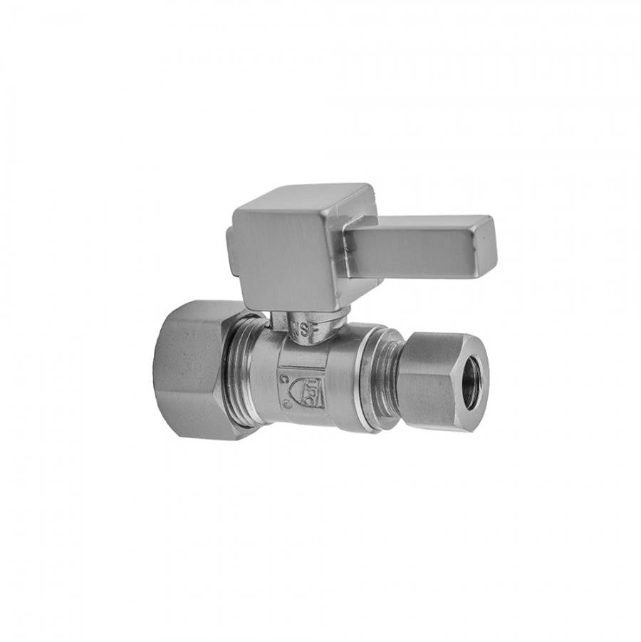 Jaclo - Quarter Turn Straight Pattern 5/8'' O.D. Compression (Fits 1/2'' Copper) x 3/8'' O.D. Supply Valve with Square Lever Handle - Satin Cooper