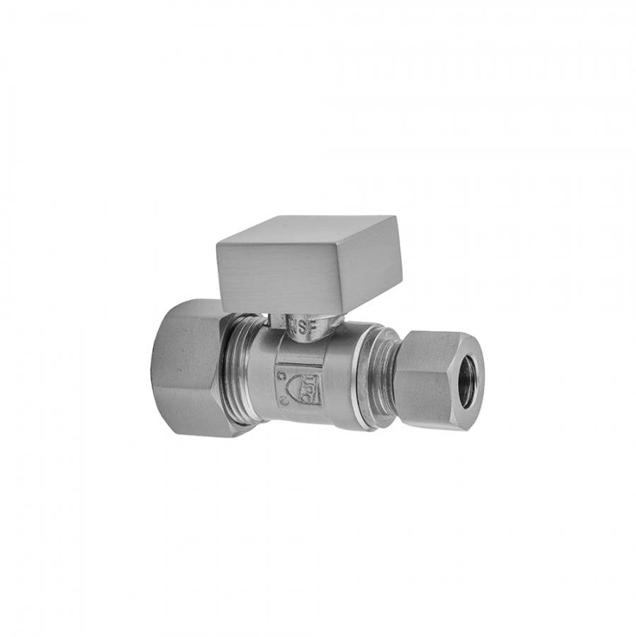 Jaclo - Quarter Turn Straight Pattern 5/8'' O.D. Compression (Fits 1/2'' Copper) x 3/8'' O.D. Supply Valve with Square Handle - Satin Cooper