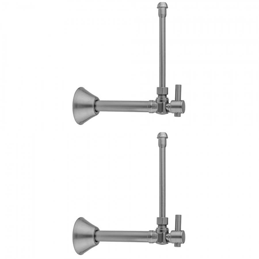 Jaclo - Quarter Turn Angle Pattern 1/2'' Copper (Sweat Fit) x 3/8'' O.D. Faucet Supply Kit with Contempo Lever Handle, 20'' Supply Tubes & Bell Escutcheons - Satin Cooper