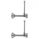 Jaclo - Quarter Turn Angle Pattern 1/2'' Copper (Sweat Fit) x 3/8'' O.D. Faucet Supply Kit with Contempo Cross Handle, 20'' Supply Tubes & Bell Escutcheons - Satin Cooper