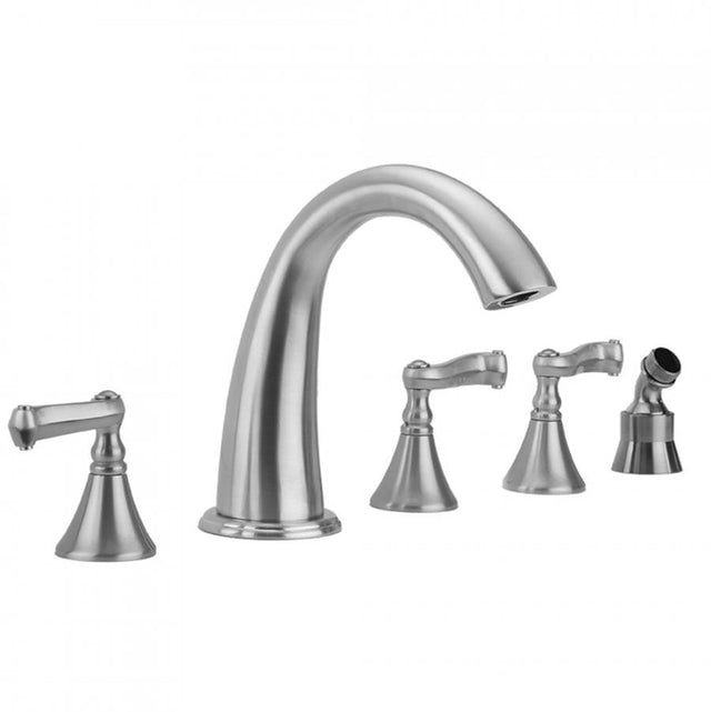 Jaclo - Cranford Roman Tub Set with Ribbon Handles and Angled Handshower Mount - Vintage Bronze