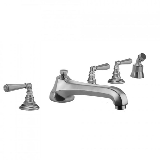 Jaclo - Westfield Roman Tub Set with Low Spout and Hex Lever Handles and Angled Handshower Mount - Vintage Bronze