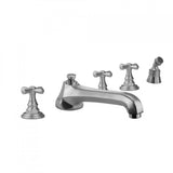 Jaclo - Westfield Roman Tub Set with Low Spout and Hex Cross Handles and Angled Handshower Mount - Vintage Bronze