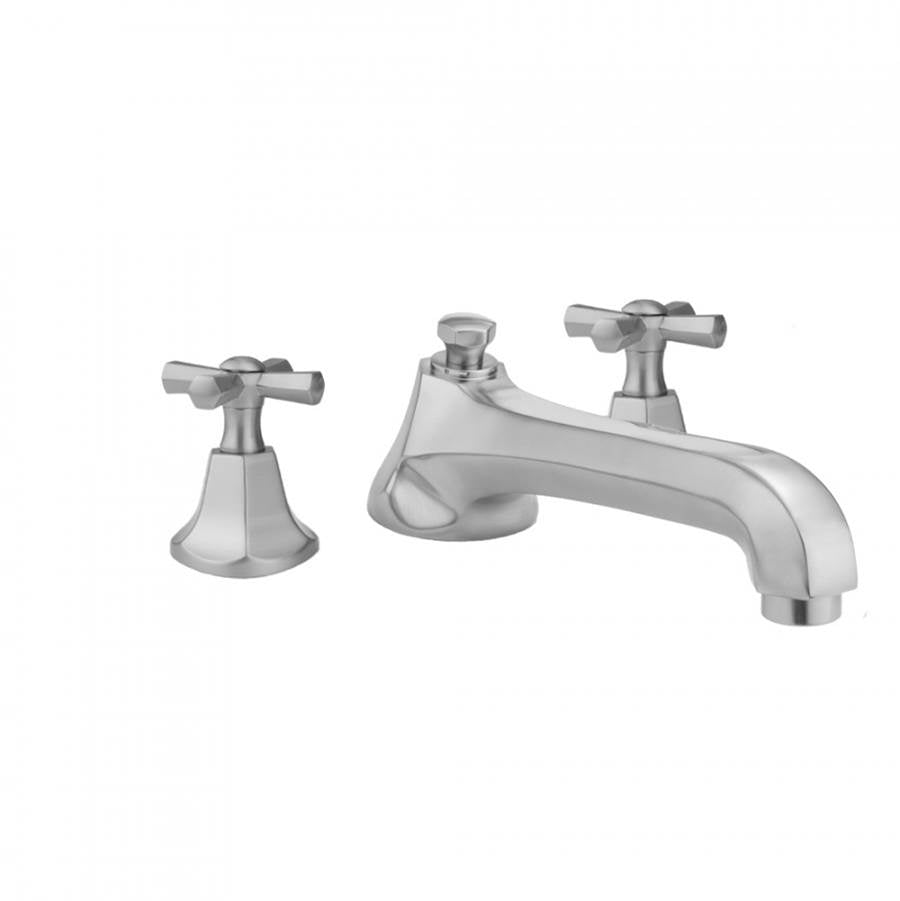 Jaclo - Astor Roman Tub Set with Low Spout and Hex Cross Handles - Satin Cooper