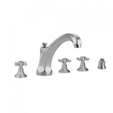 Jaclo - Westfield Roman Tub Set with High Spout and Ball Cross Handles and Straight Handshower Mount - Vintage Bronze