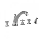Jaclo - Astor Roman Tub Set with High Spout and Ball Cross Handles and Angled Handshower Mount - Vintage Bronze