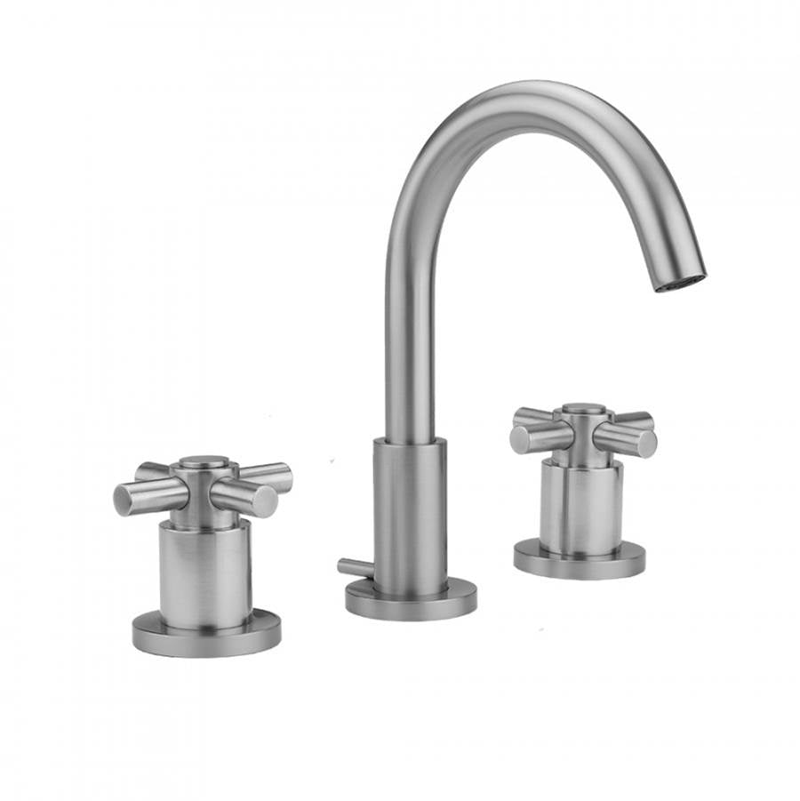 Jaclo - Uptown Contempo Faucet with Round Escutcheons & Contempo High Cross Handles - Satin Cooper
